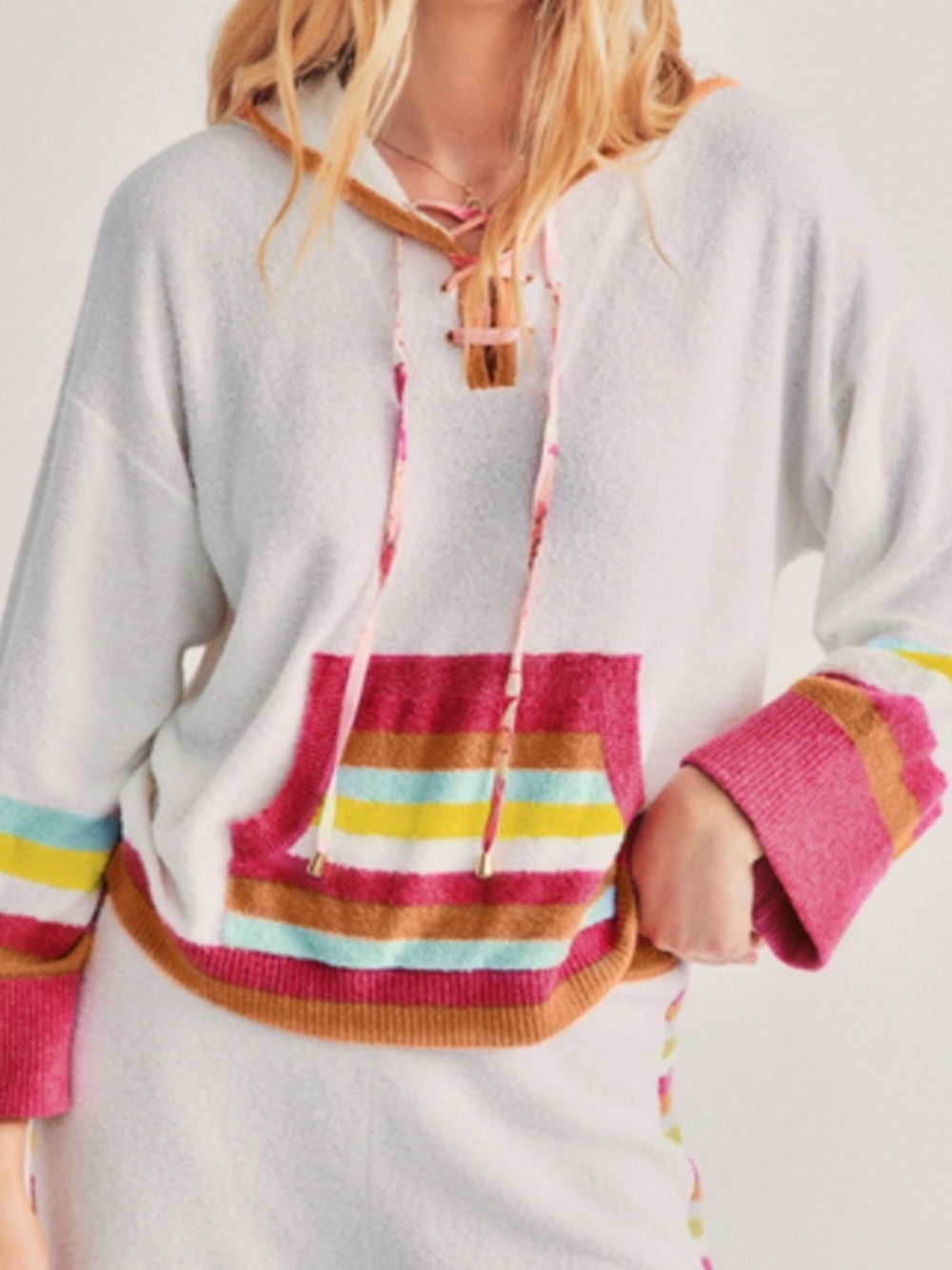 LoveShackFancy Fenmore Hoodie in the Malibu Sunset colorway